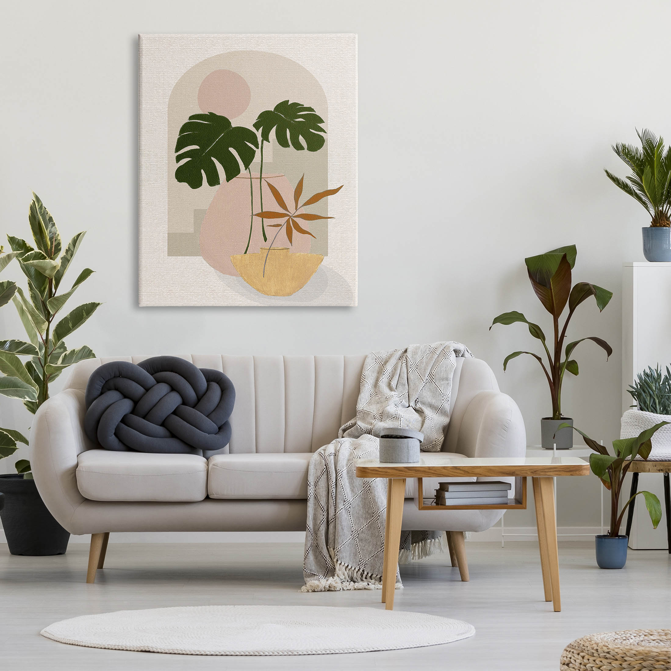 Tropical Geometric Plant Shapes Botanical & Floral Graphic Art Gallery Wrapped Canvas Print Wall Art
