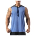 thumbnail image 2 of Afdoent Mens Tank Tops Men's Athleisure Vest Sleeveless Hooded Color Block Running Gym T Shirt Breathable, 2 of 4