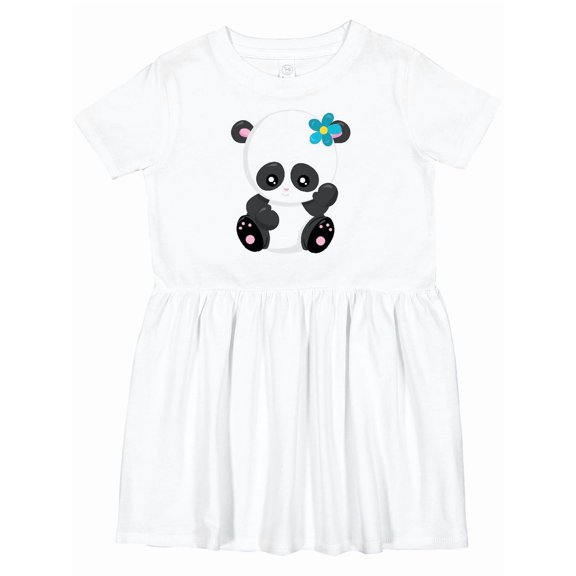 Inktastic Baby Panda, Cute Panda, Panda Bear, Flowers Girls Toddler Dress