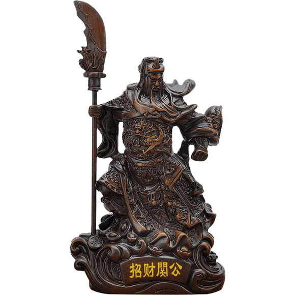 Jiibva Statue Fengshui Chinois Guan Yu, Guan Gong, Guan Yun Chang, Kuan Gong Statue Dieu Martial de la Richesse Figurines Décoration Maison Bureau Cadeaux Porte-Bonheur