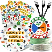 Outego Game Night CORNET Party Decorations Set - 40 Sets of Fun Game Night Plates, Napkins, and Forks - Disposable Party Supplies for Poker, Board Games, and Casino-Themed Events