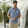 thumbnail image 5 of HAOMEILI Men's Casual Button Down Shirts Short Sleeve Textured Summer Beach Shirt with Pocket, 5 of 6