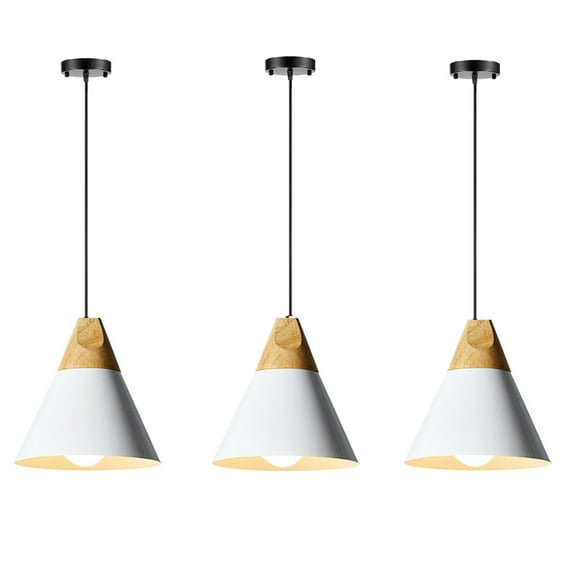 JLOWCO Set of 3 Single Pendant Lights Kitchen Island,farmhouse 3 Light Pendant Over Sink Lighting Fixtures Kitchen,Rustic Pendant Lights Kitchen Island White (LED Bulb Include)