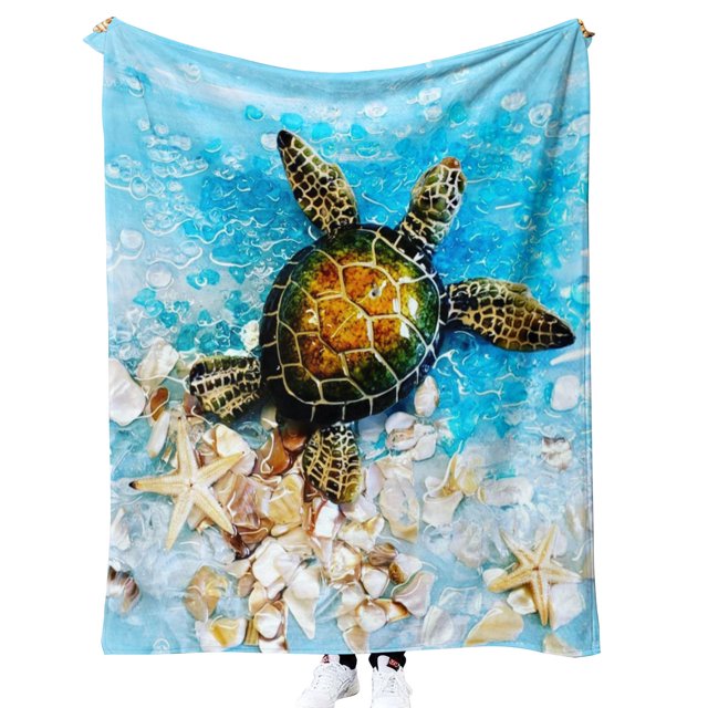 Manta de franela con impresión 3D, manta plegable, manta para la siesta, manta para aire acondicionado, manta gruesa, serie tortuga