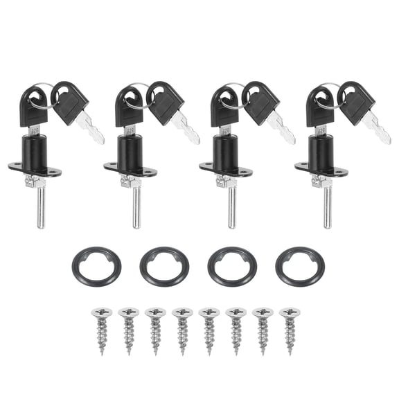 Uxcell 4Pcs Drawer Lock with Keys, 16mm(5/8") Alloy Lock Cylinder File Cabinet Lock Keyed Different Desk Locks Black