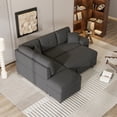 thumbnail image 2 of Euroco Chenille Convertible Sectional Sofa with Pillows and Stools, Dark Gray, 2 of 8