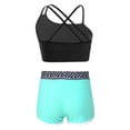 thumbnail image 2 of LiiYii Kids Girls Ballet Jazz Dance Costume Crop Top with Shorts Pantskirt 2 Piece Gymnastic Outfit Geometric Black 6, 2 of 5