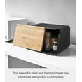 thumbnail image 4 of Yamazaki Home Bread Box with Cutting Board Lid, Black, Steel + Bamboo, Lid, No Assembly, 4 of 7