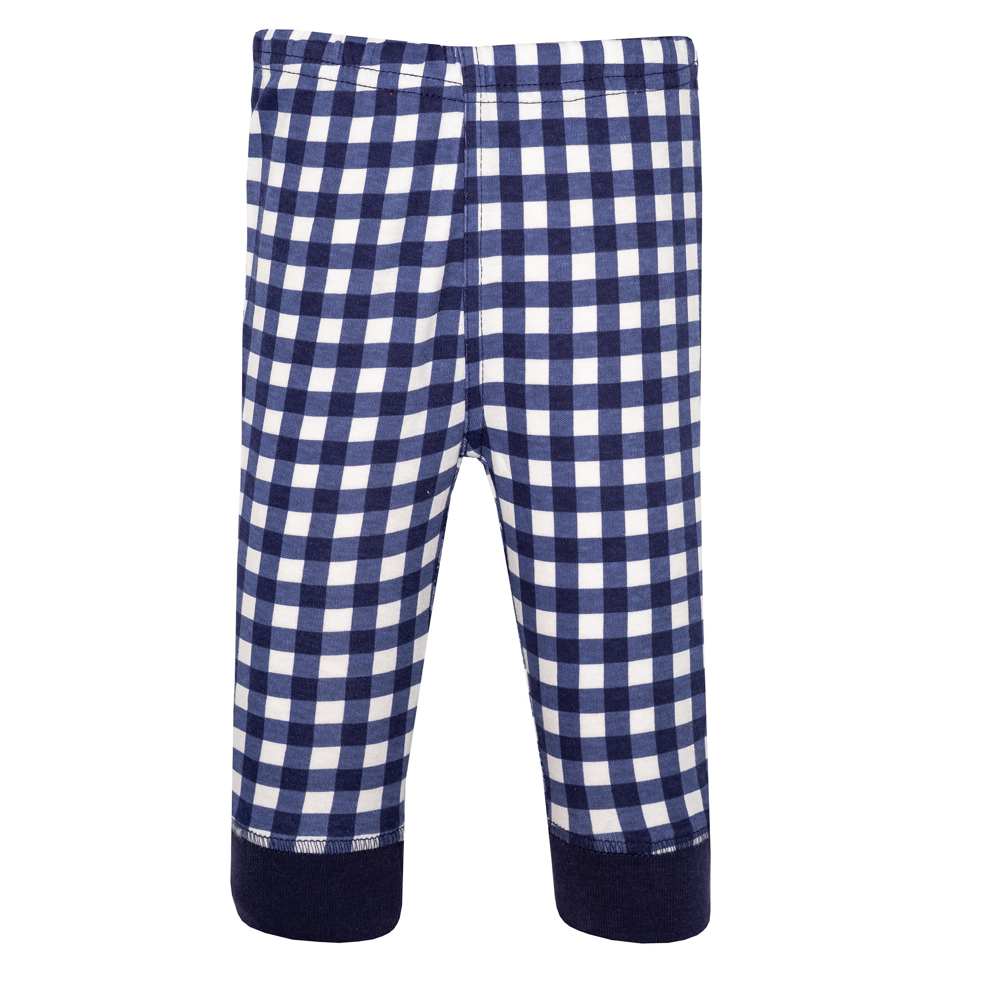 Hudson Baby Boy Cotton Pants and Leggings, Navy Gingham, 2T