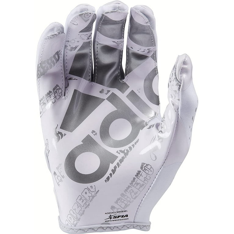 【M】ADIZERO 12 Big Moodモデル アメフト グローブ adidas Adult adizero 12 Big Mood Football Gloves (White