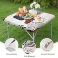 thumbnail image 4 of Blue Boho Abstract and Plant Pattern Square Fitted Tablecloth with Elastic Edge,Square Table Cover,Washable Elastic Table Cover for Home Kitchen Party Decor 36"x36", 4 of 6