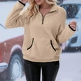 thumbnail image 7 of BVOFAR Quarter Zip Fleece Pullover for Women Fuzzy Sherpa Lined Sweatshirts Warm Fluffy Long Sleeve Sweaters with Pockets Fall Trendy Outerwear, 7 of 7