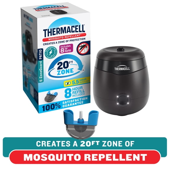 Thermacell E-ZoneGuard Patio Rechargeable Mosquito Repeller with 8-Hr Refill and 5.5-Hr Battery, Black