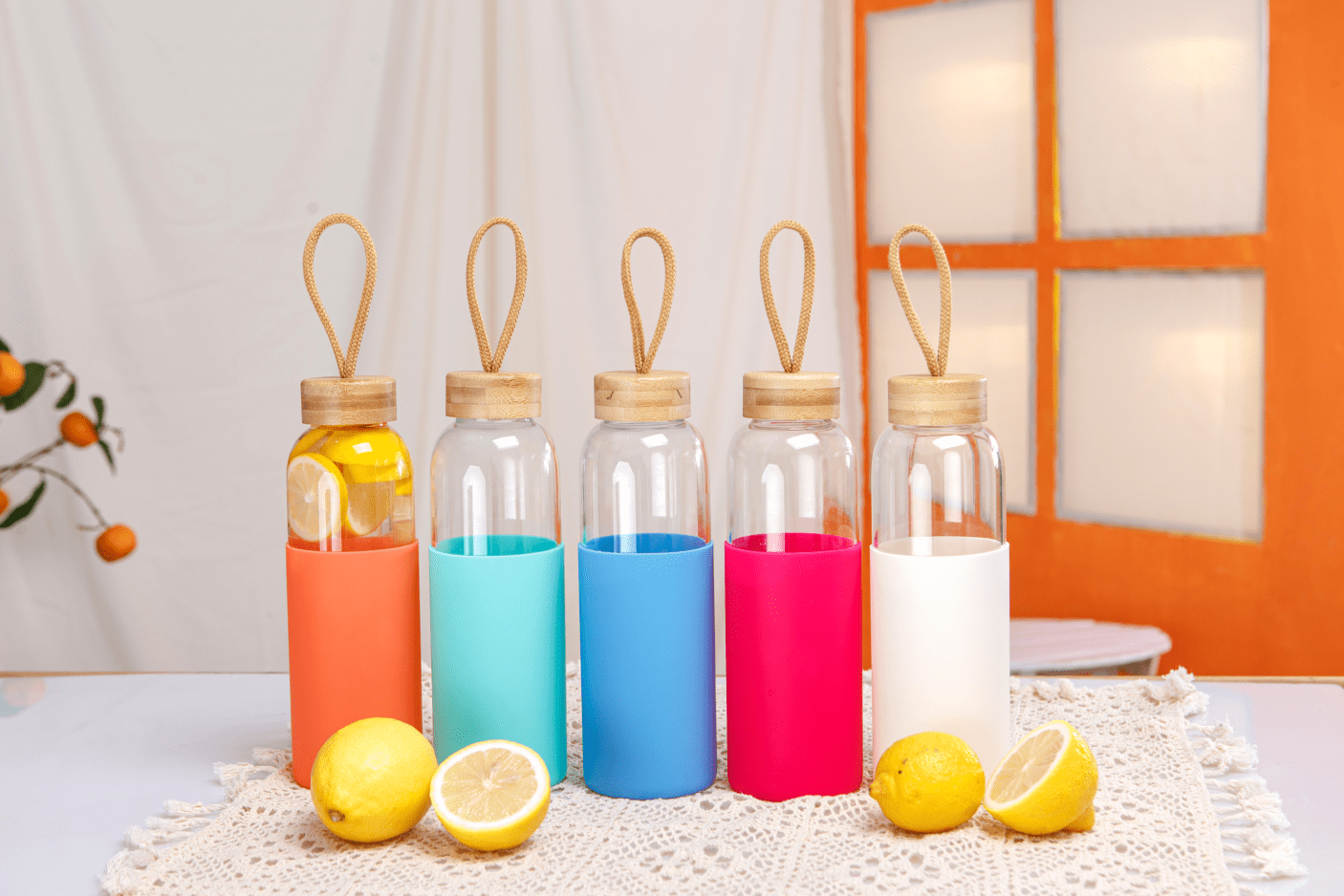 25oz Glass Water Bottles with Straw Cap – Wide Mouth Glass Sports Water  Bottles w Protective Silicon…See more 25oz Glass Water Bottles with Straw  Cap