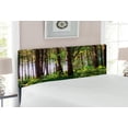thumbnail image 2 of Forest Headboard, Pathway in a Shady Forest of Bushes and Thick Trunks Grass Unique Wild Life Scenery, Upholstered Decorative Metal Bed Headboard with Memory Foam, Full Size, Green Brown, by Ambesonne, 2 of 4
