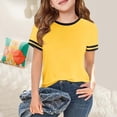thumbnail image 2 of Gyujnb Short Sleeve Crewneck Ringer T Shirt Casual Tops (Little Girls,Big Girls),8-9 Years, 2 of 3