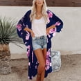 thumbnail image 2 of Lilgiuy Women Floral Printed Beach Kimono Cardigan Shawl 3/4 Sleeve Loose Cover Up Fall Fashion 2022 Spring Winter, 2 of 5
