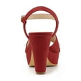 thumbnail image 3 of BLISSFUL STEP Women's Fashion Platform Strap Slingback Chunky Heel Open Toe Sandals Red 10, 3 of 8