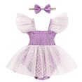 thumbnail image 1 of Body sin mangas con volantes y tul para niña, color morado, 0-3 m, 1 of 6