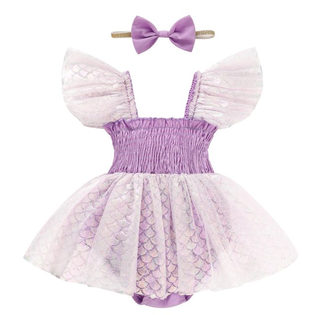 Body sin mangas con volantes y tul para niña, color morado, 0-3 m