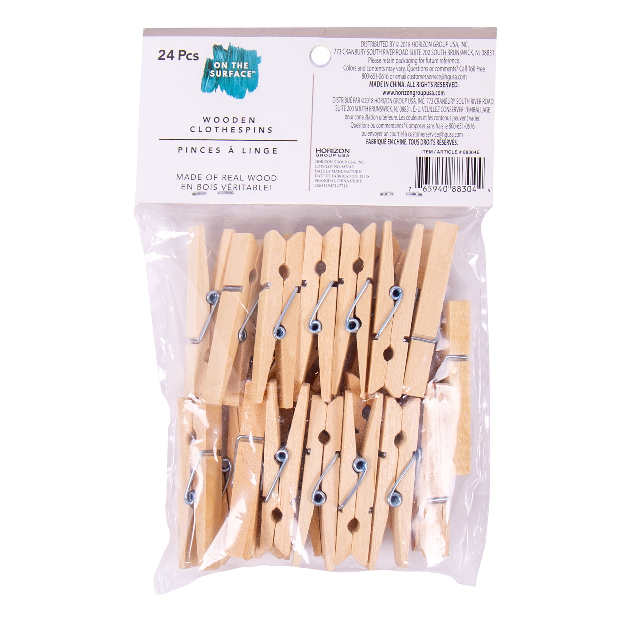1.87  MINI CLOTHES PINS WOODEN 22 COUNT NEW IN PACK