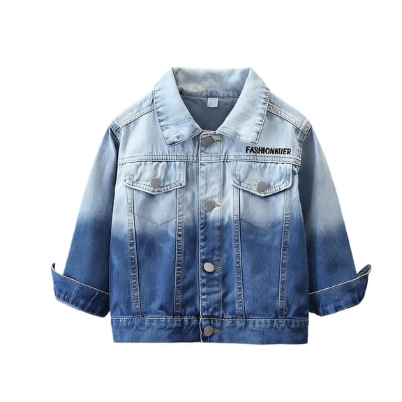 Abtuhar Toddler Boys Casual Outerwear and Jackets Gradient Lapel Denim Casual Outer Jackets for 2‑14 Years