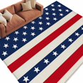 thumbnail image 2 of Independence Day Washable Area Rug 6 x 9 ft Retro U.S. Flag Star Red Blue White Stripes, Soft Non Slip Rugs Stain Repellent Indoor Felt Carpet for Living Dining Room Bedroom Home Office, 2 of 9