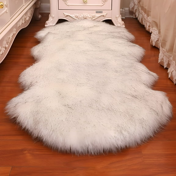 LAMIRO Home Decor Long Hair Carpet Non Slip Floor Protection Fluffy Shaggy Soft Rugs Faux Fur Sheepskin Rug Bedroom Mats