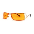 thumbnail image 2 of Unique Euro 90s Off Set Rimless Narrow Rectangle Sunglasses Gold Orange, 2 of 4