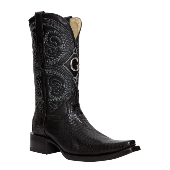 El General Men's Exotic Lizard Cowboy Boots - Black 45072