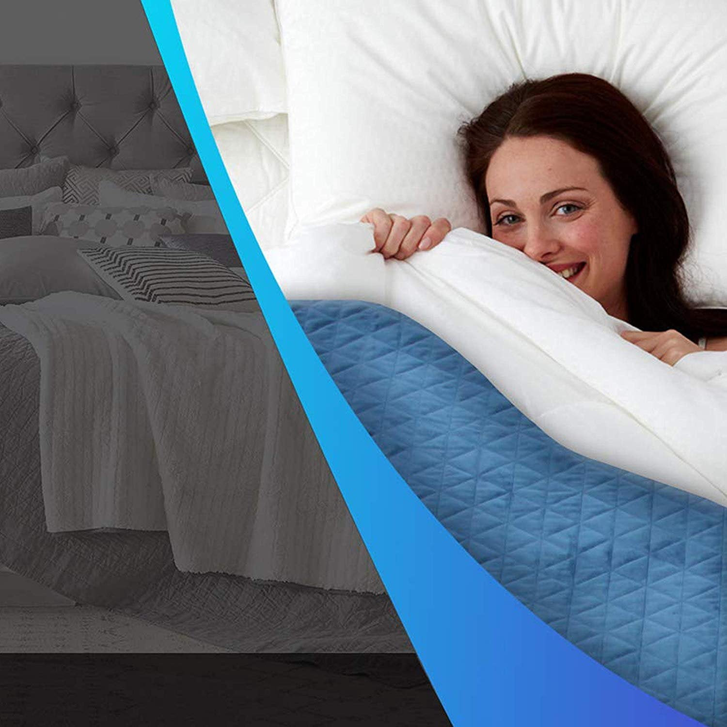 SereneLife Weighted Blanket Duvet Cover, Queen Size, Blue (For Models: SLHVBLKT20, SLHVBLKT15)