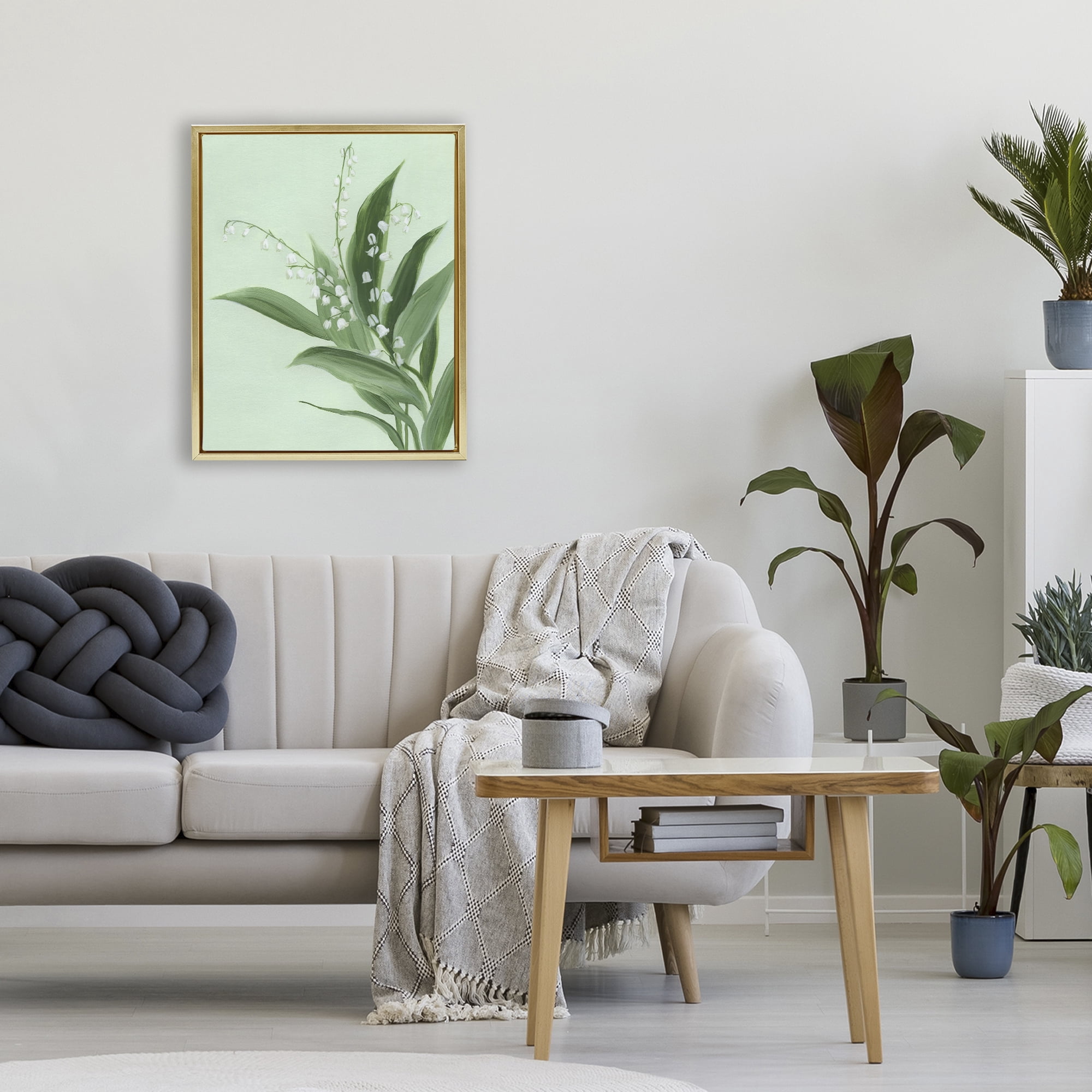 Stupell Industries Gentle Lily of Valley Gold Framed Floater Canvas Wall Art, design by Grace Popp