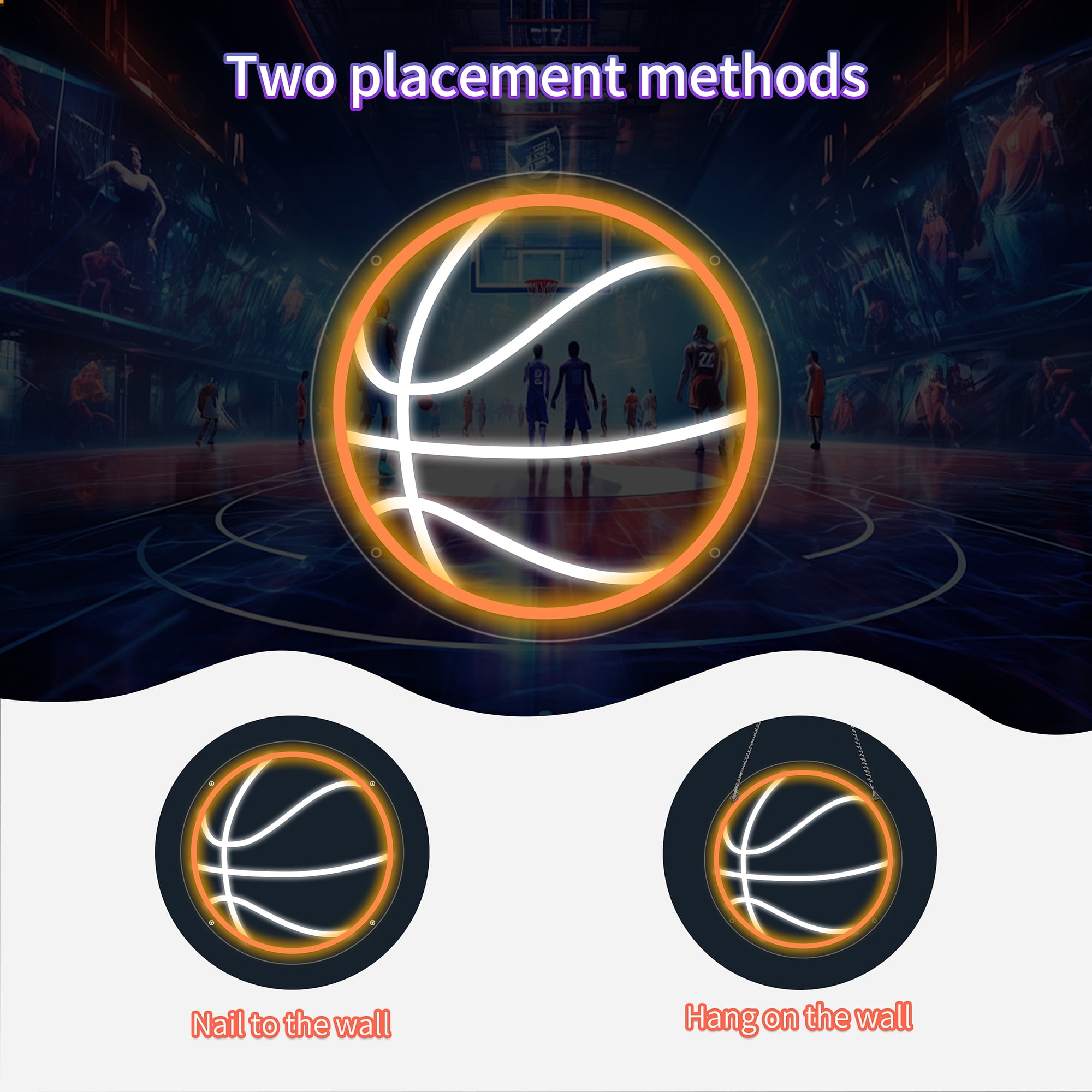 Basketball Neon Sign for Wall Decor, 12.6×12.6 Inch Basketball Led Neon Light, Sports Gift for Boys and Girls, Dimmable LED Neon Signs for Bedroom and GYM