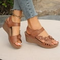 thumbnail image 7 of LOVZFMLL Sandals for Women Flower Open Toe Ankle Strap Comfort Walking Wedge Sandals for Summer Casual Outdoor Beach Vacation Brown 5.5, 7 of 7