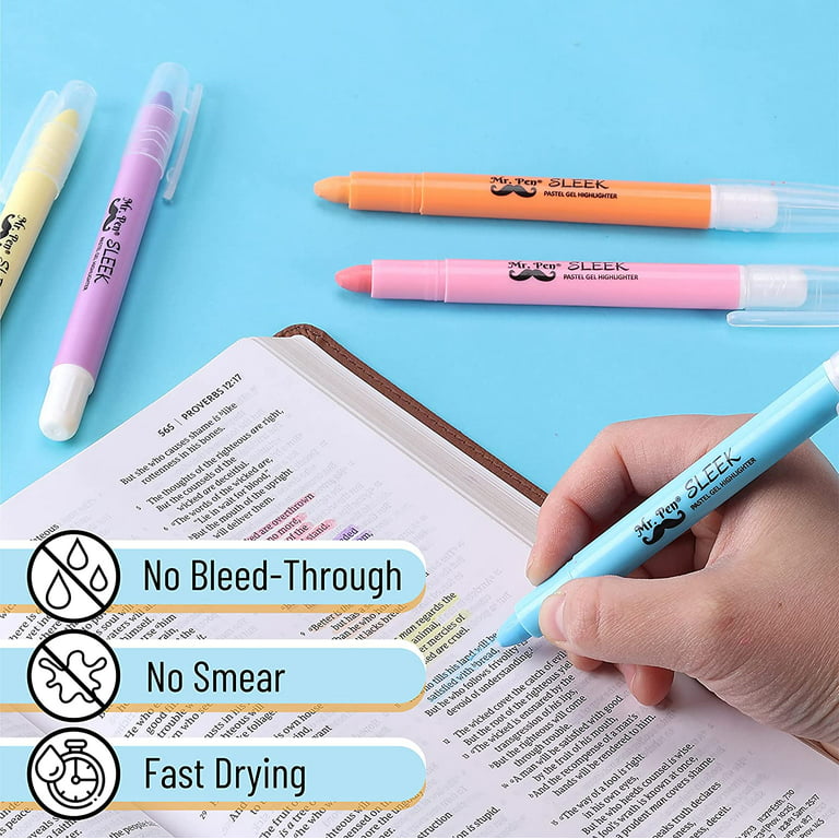 Mr. Pen- Bible Highlighters and Pens No Bleed, 8 Pack, Pastel, Gel  Highlighters, Bible Pens No Bleed Through, Bible Highlighters No Bleed,  Bible Journ