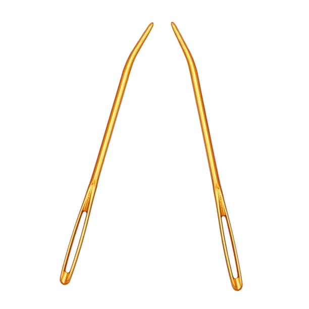 Agujas De Zurcir Para Tapiz, Punta Doblada De Ojo Grande De Aluminio, Color Dorado, 2 Uds. Sunnimix Agujas de tapicería con punta doblada