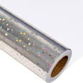 thumbnail image 6 of Silver Holographic Wrapping Paper Roll, Snowflakes Stars Moon Metallic Foil for Christmas, Winter Holiday, Birthday, Wedding, Engagement, Party Celebrations, Mini Roll 17 in x 32.8 ft, 6 of 15
