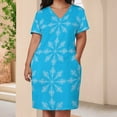 thumbnail image 4 of Blue Background White Snowflake Pattern Summer Dresses for Women Beach Boho, 4 of 6
