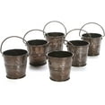 thumbnail image 4 of Hosley Antique Bronze Mini Metal Bucket Planters with Handles, Pack of 6,  2.6" Dia x 2.35" H for Floral Arrangements and Décor, 4 of 6