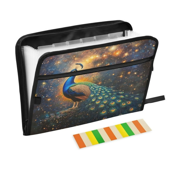WOBOGO Peacock Of Stars Expanding File Folder Letter Size Accordion Filing Organizer 13 Pocket Separate Organ Pocket