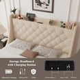 thumbnail image 4 of Feonase Upholstered Queen Bed Frame with 4 Storage Drawers, Charging Station and Tufted Wingback Storage Headboard, No Box Spring Needed, Easy Assembly, Beige, 4 of 7