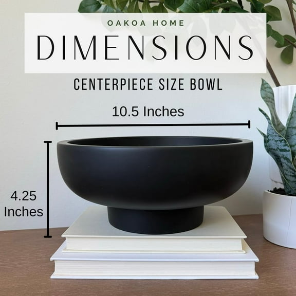 Concrete Black Decorative Bowl for Home Decor - Modern Pedestal Coffee Table Bowl for Entryway Table