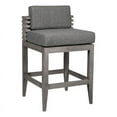 thumbnail image 2 of Vivid Outdoor Patio Bar Stool in Gray Eucalyptus Wood with Gray Olefin Cushions, 2 of 13