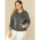 thumbnail image 2 of ChaqueDe MezclilDeshilachaCon Frente Lavado Clásico PaMujer De TalGrande Gris 2X, 2 of 6