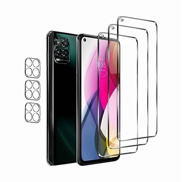 ccwonima 3 Pack Screen Protector for Motorola moto G stylus 5G 2021+3 Pack Camera Lens Protector,9H Hardness, Upgrade Edge Protection,Scratch-Resistant, HD Clarity, Anti Fingerprint, Bubble Free.