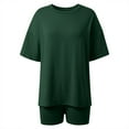 thumbnail image 6 of ANINEO Trendy Women's T-Shirts Shorts Outfits Sets O-Neck Everyday Vacations Stylish Round Neck Design Solid Color Outfits Summer Relaxed Fit Daliywear, 6 of 7