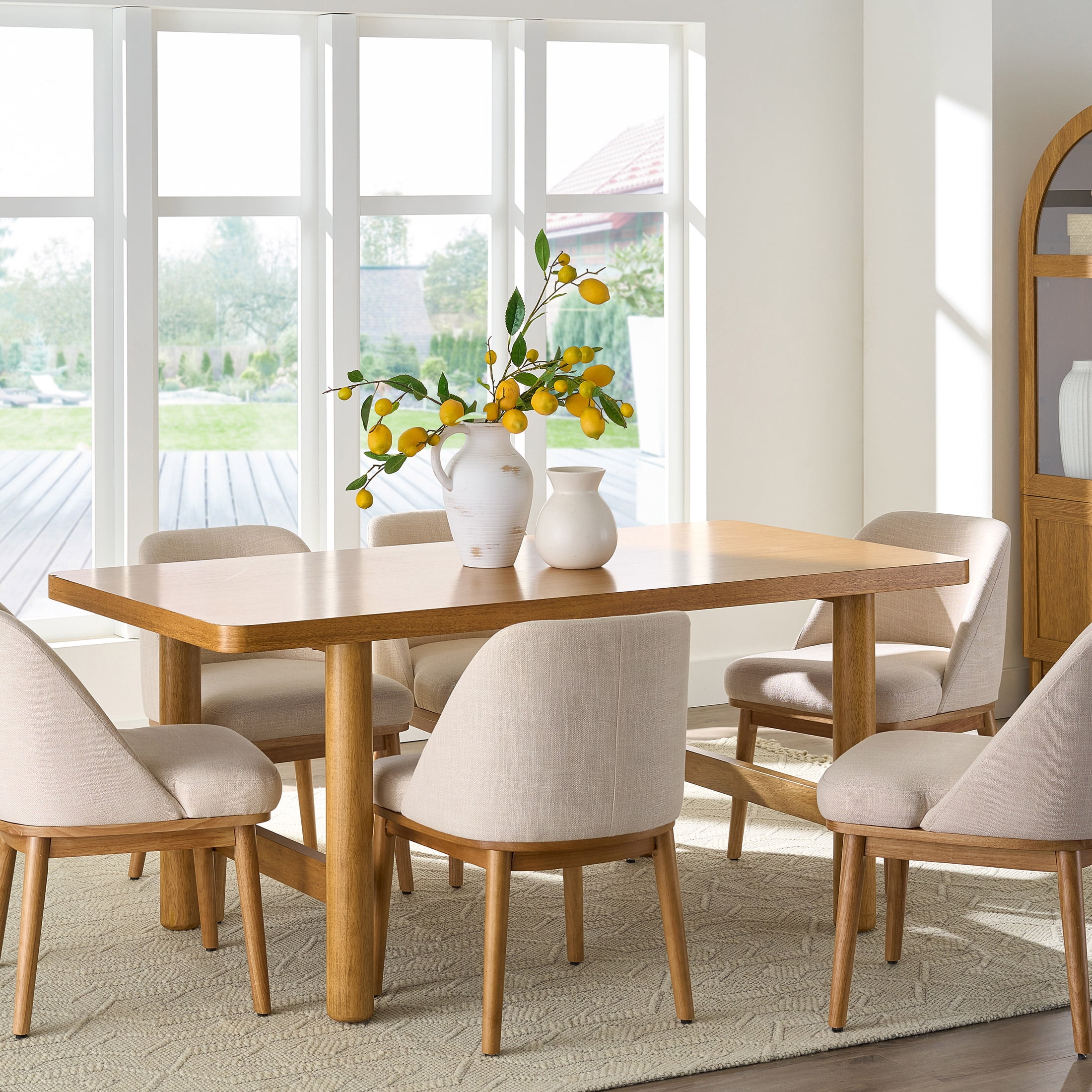 Better Homes & Gardens Adlin 70 in Rectangle Dining Table, Light Honey