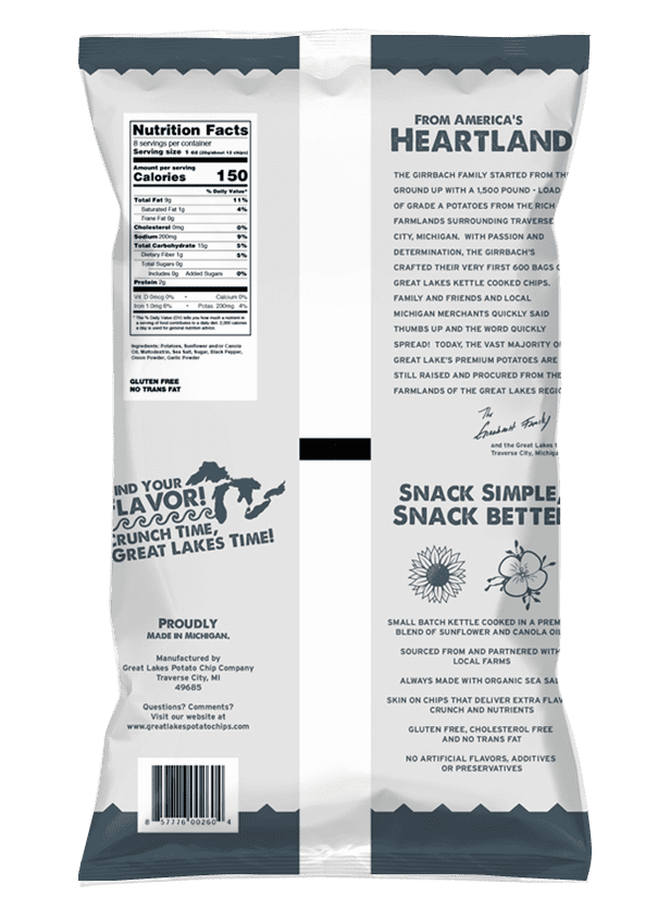 Kettle Cooked Potato Chips by Great Lakes Value Pack Bundled by SUPERDEALS | 1.375 Oz Bag | Sea Salt, Pepper & Onion | Pack of 12 with mystery bonus gift
