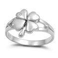 thumbnail image 1 of Sterling Silver Women's Lucky 4 Leaf Clover Ring 925 Band White CZ Jewelry Female Size 10, 1 of 4