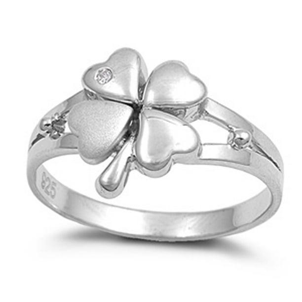 Sac Silver Sterling Silver Women S Lucky 4 Leaf Clover Ring Beautiful 925 Band Size 6 Walmart Com Walmart Com